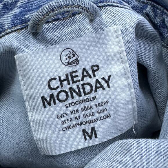 UO Cheap Monday Rigid Denim Boiler Suit Coverall Utility Jean Jumpsuit Medium - Picture 12 of 16